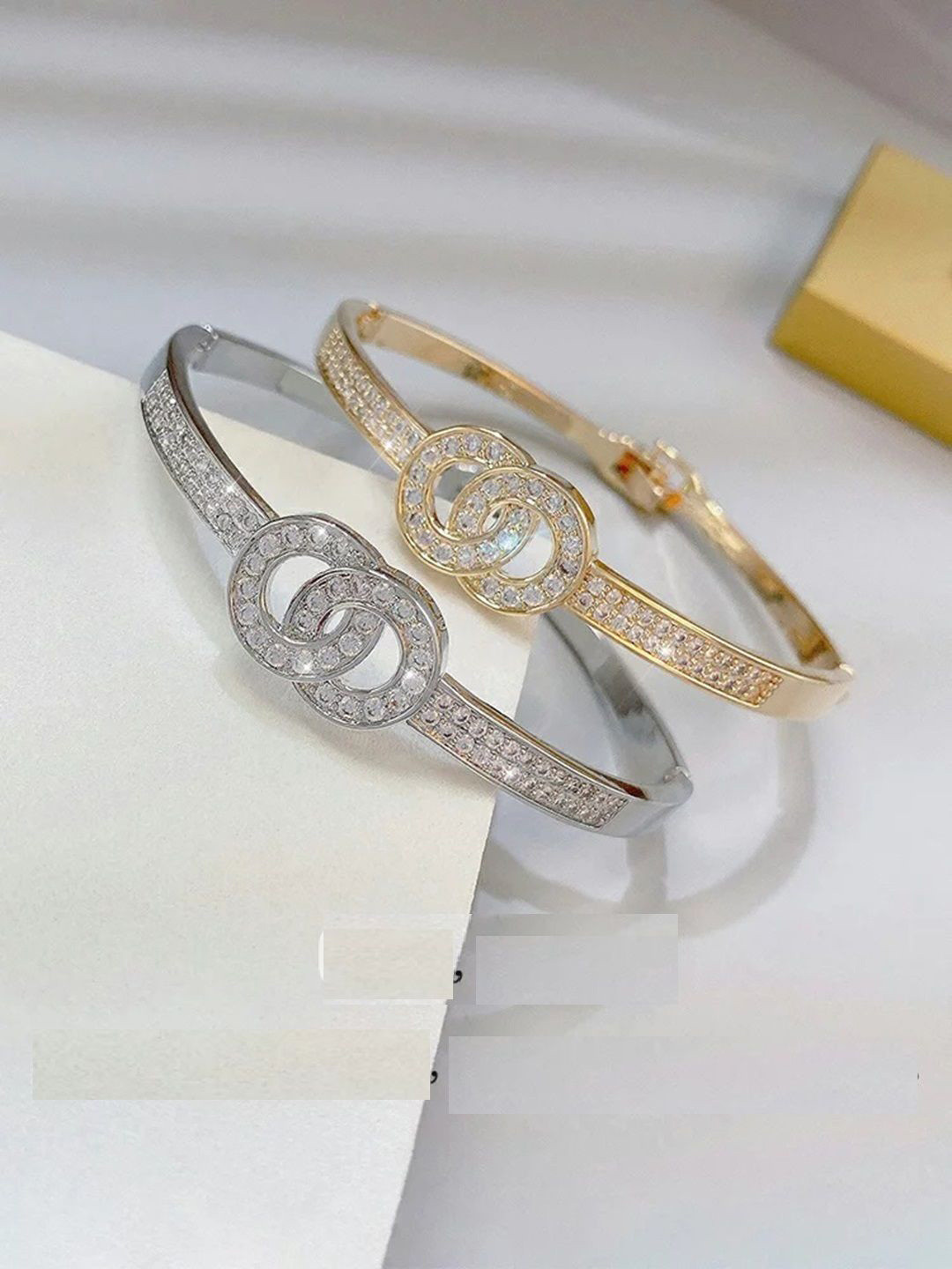 WATCHSTAR Silver-Plated Stone Studded Cuff Bracelet