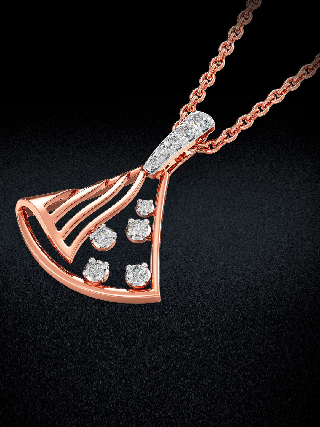 Joyalukkas 18KT Rose Gold Geometric Fusion Diamond Pendant