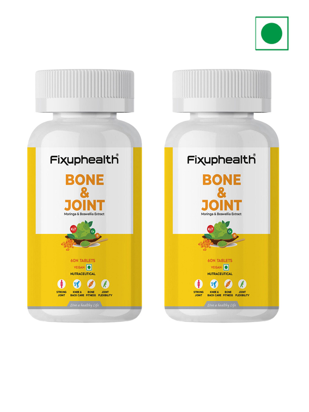 Fixuphealth Set Of 2 Bone & Joint Moringa Boswellia Extract Supplement - 60 N  -100 g Each