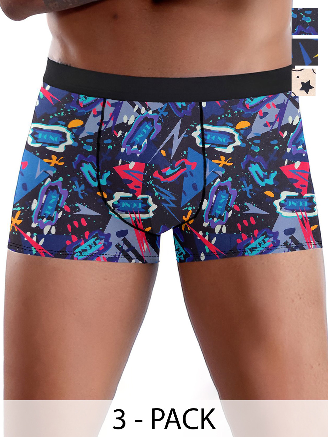 DISPENSER Pack Of 3 Men Printed Short Trunks V1-C10-C3-C4-L