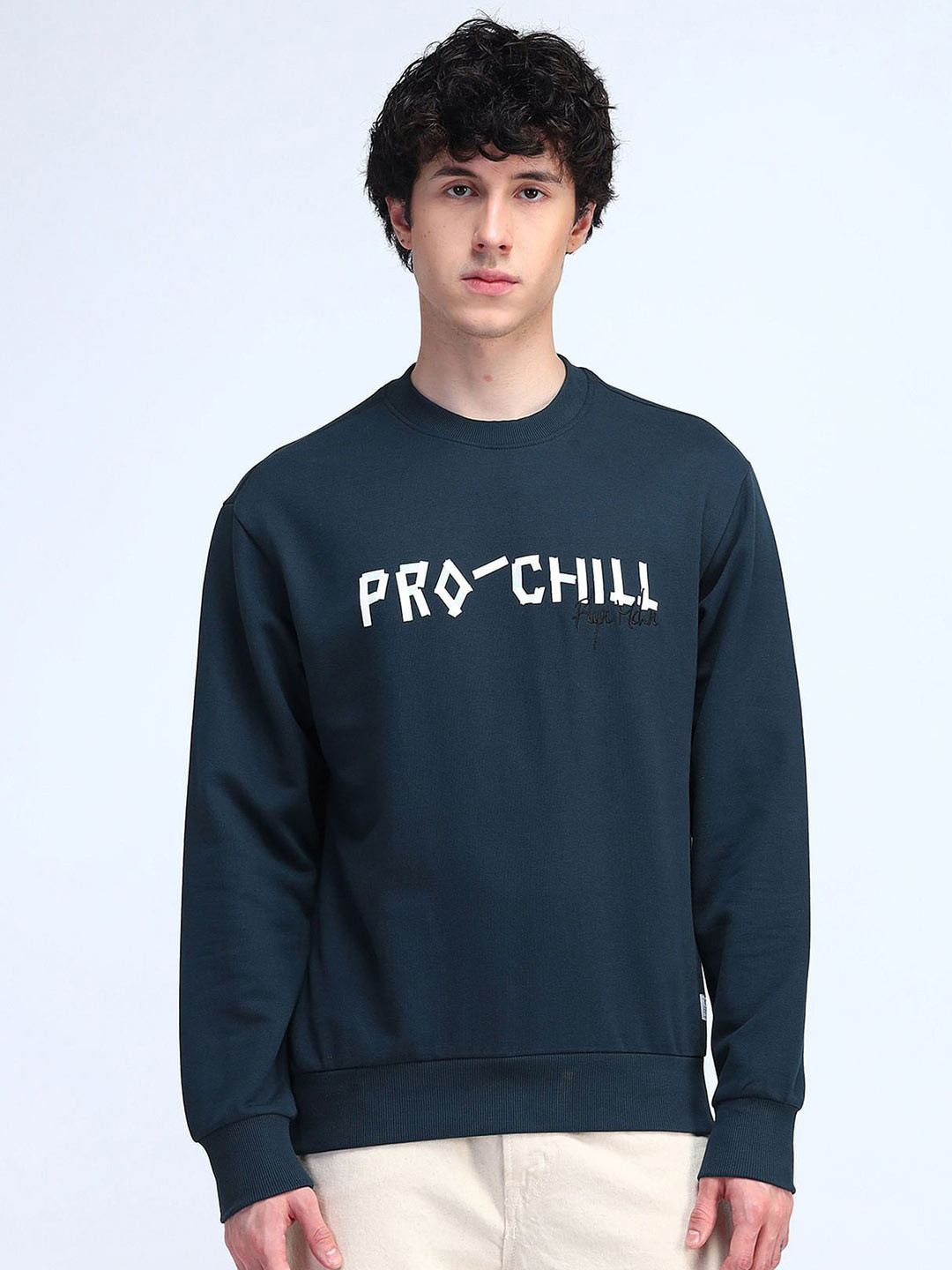 Flying Machine Men Typography Printed Round Neck Cotton Pullover Sweatshirt