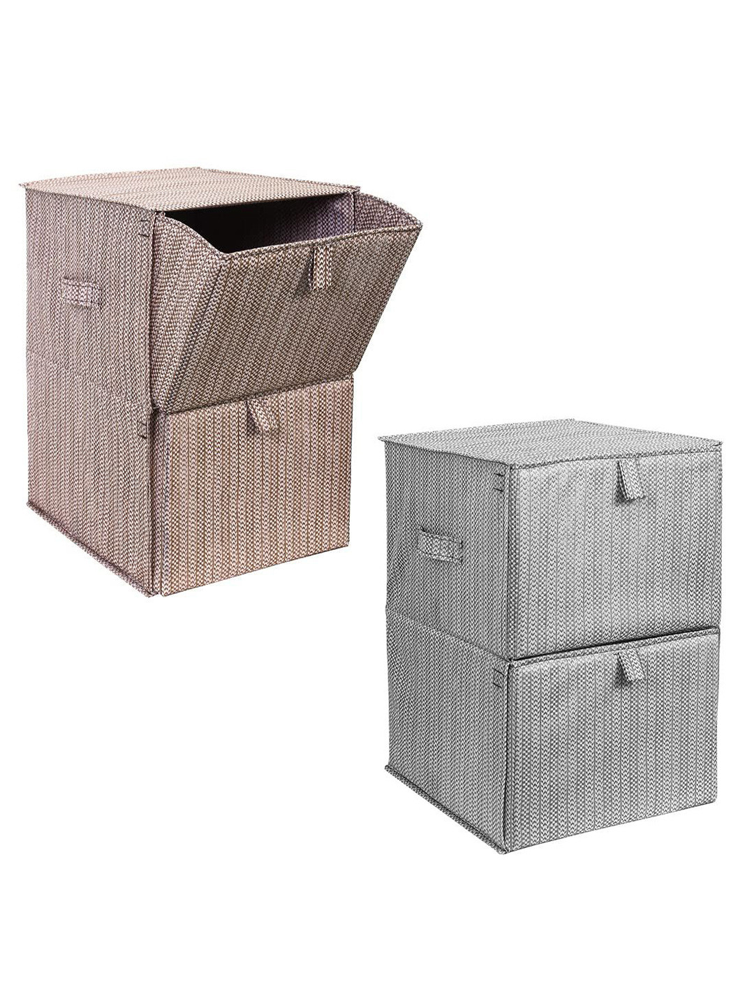 prettykrafts Grey & Brown 2 Pieces 2 Tiers Reusable Multi-Utility Organisers
