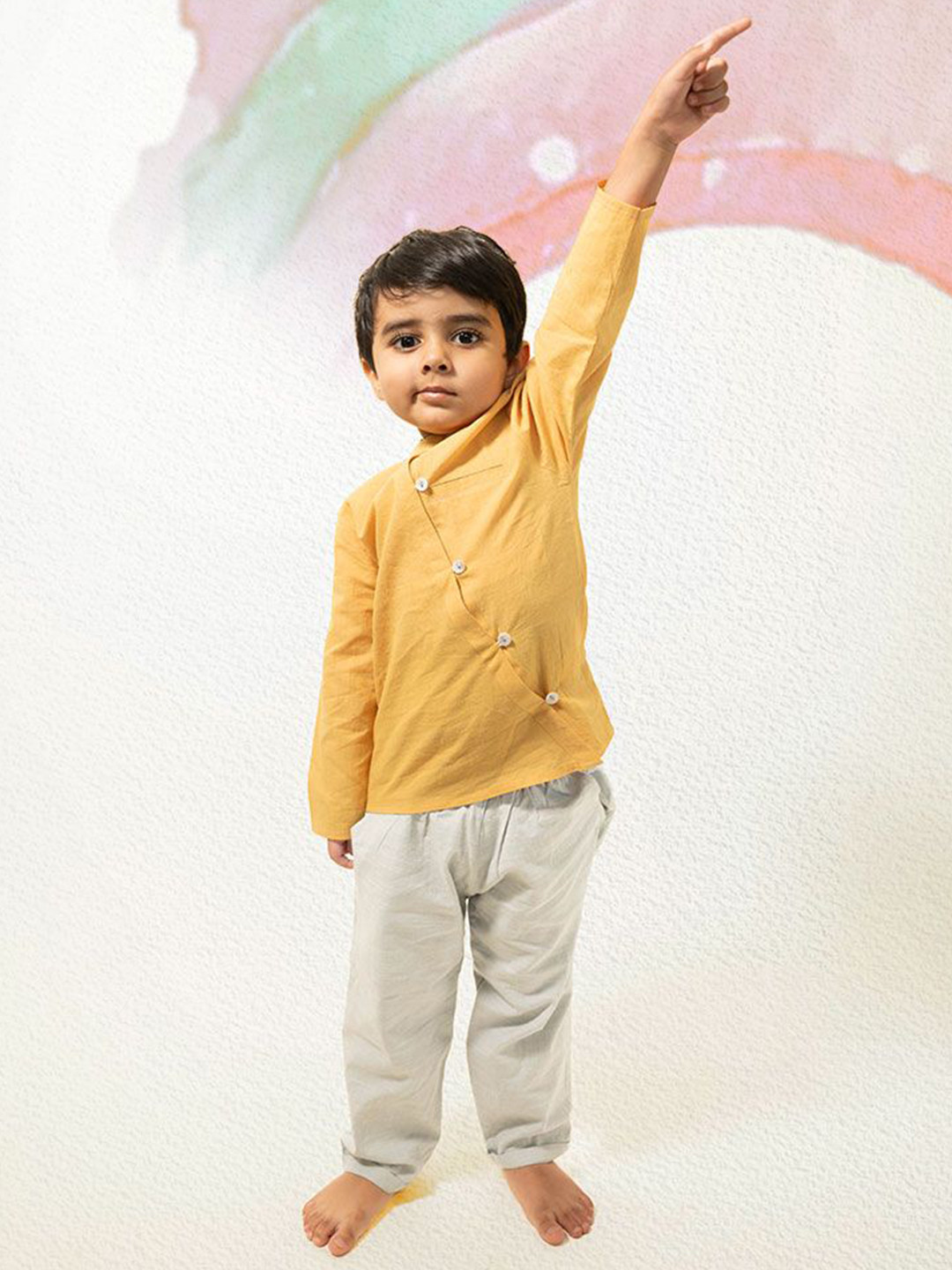 LOVE THE WORLD TODAY Unisex Kids Comfort Band Collar Solid Cotton Slim Fit Casual Shirt