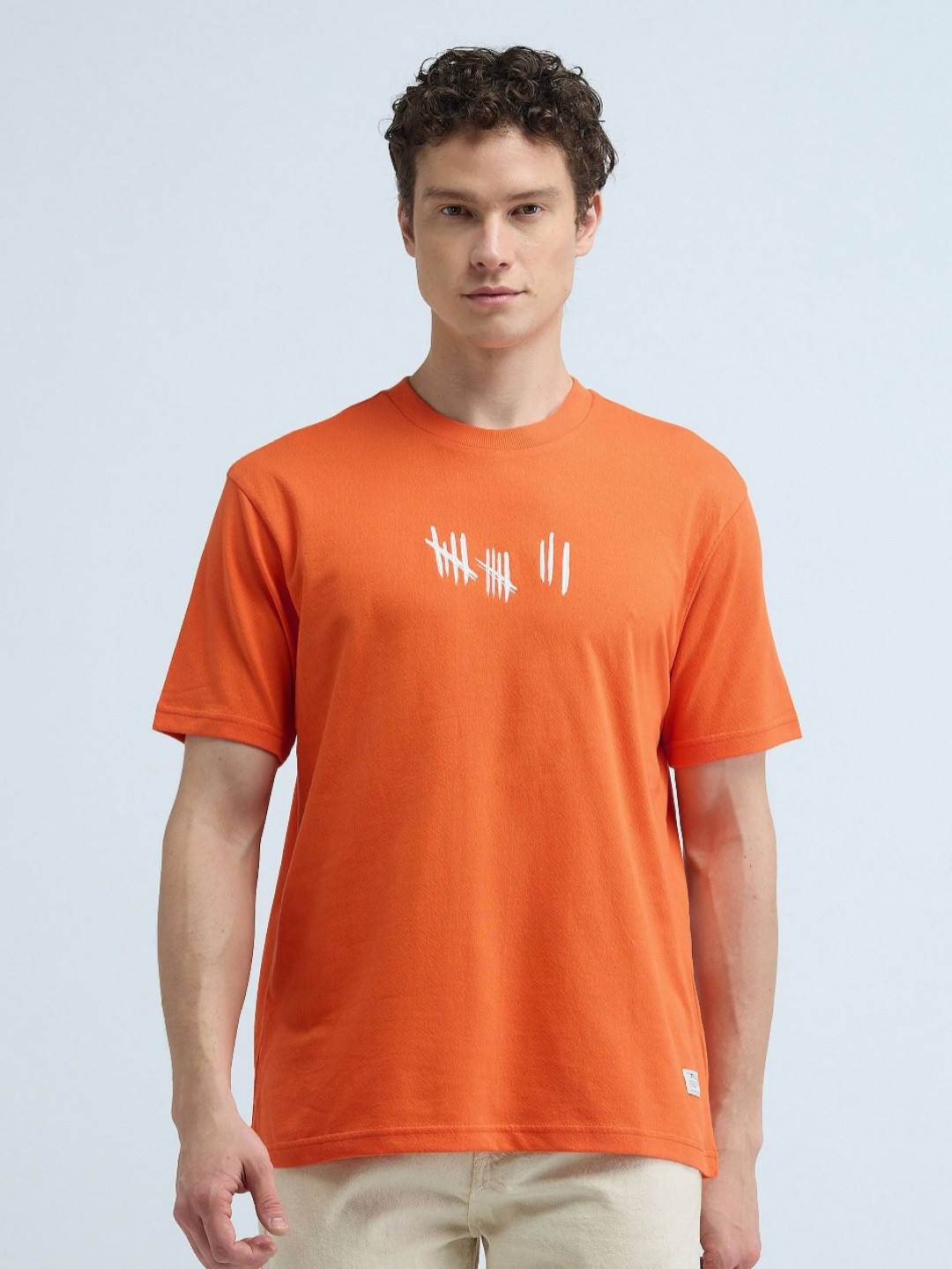 Flying Machine Men Abstract Printed Round Neck Cotton Regular Fit Regular Fit T-shirt
