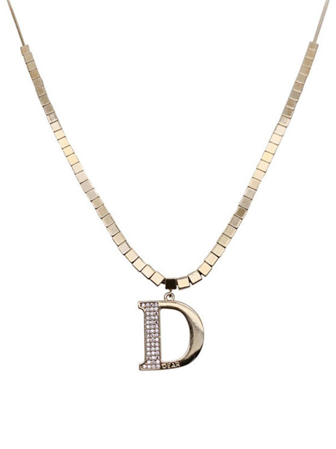 SALTY Stainless Steel D Bold Necklace