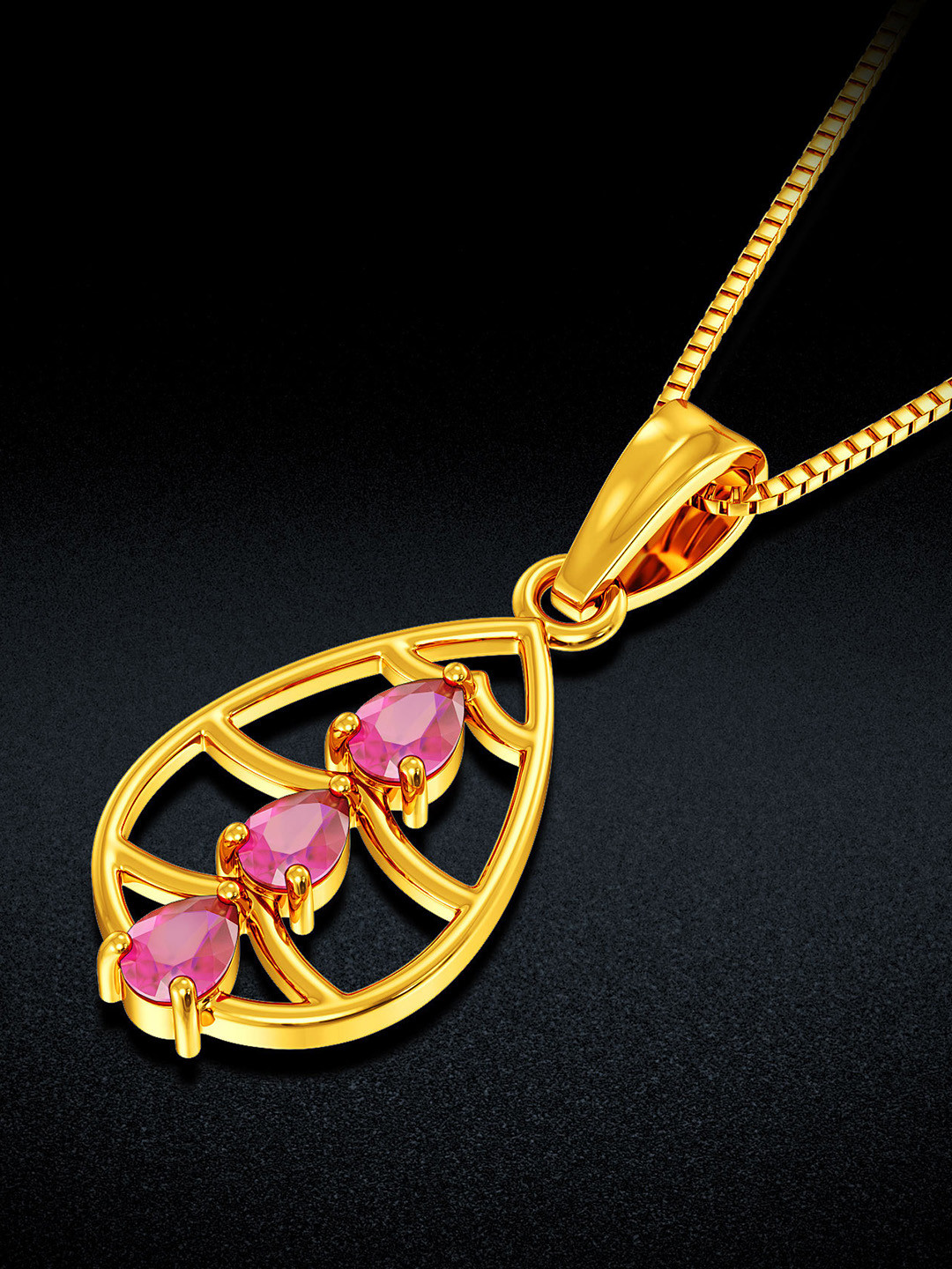 Joyalukkas 22KT Yellow Gold Ruby Pendant Gold-3.95 gm
