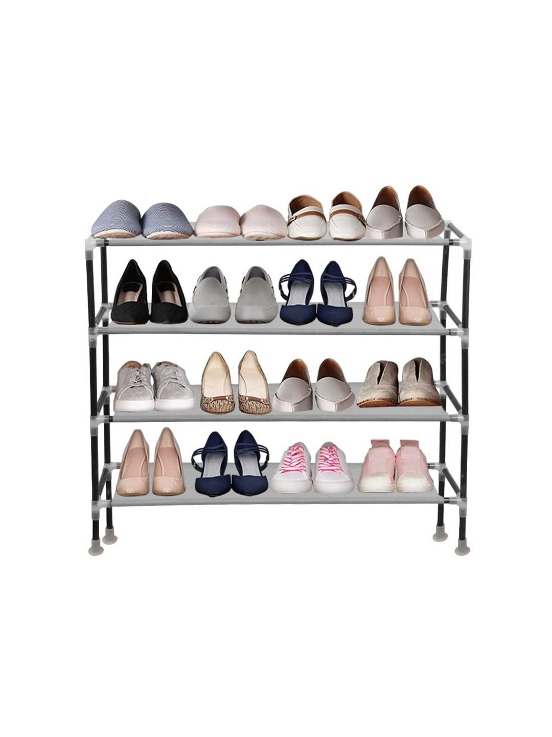 prettykrafts Grey 4 Tier Expandable & Adjustable Shoes Organiser