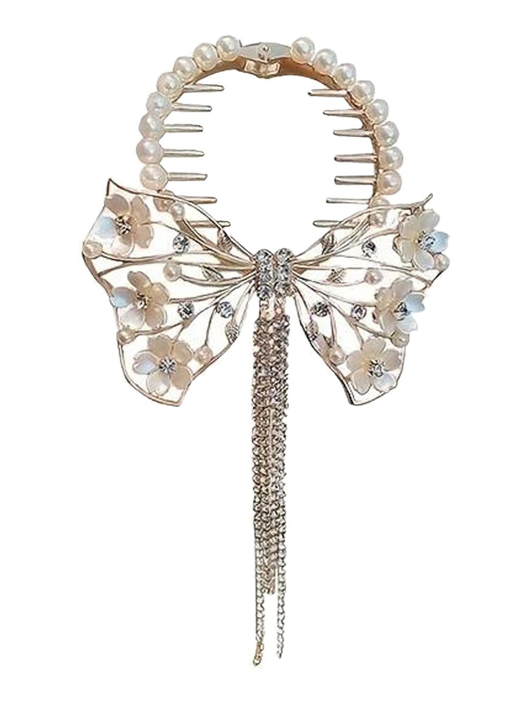 fabula Artificial Stones and Beads Studded Bun Pin Head Jewellery