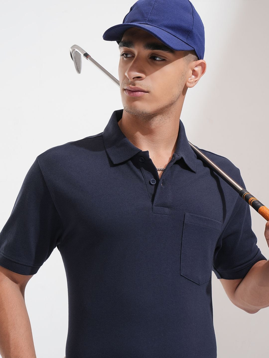 HIGHLANDER Men Solid Polo Collar Cotton Relaxed Fit T-shirt