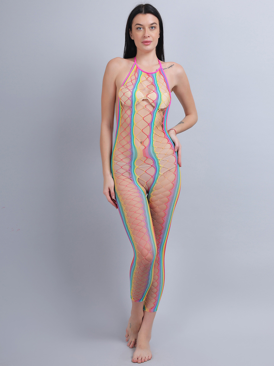 COLOR STYLE Striped Full Body Stockings