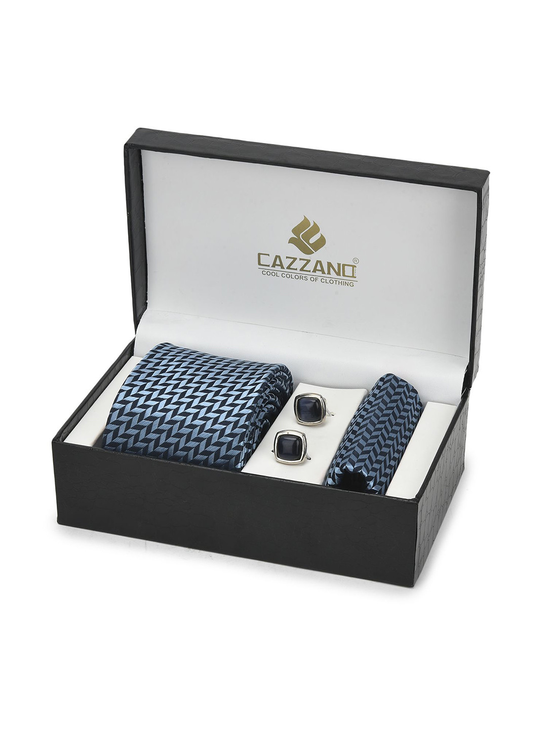 Cazzano Men Accessory Gift Set Of Slim Tie, Cufflink & Pocket Square
