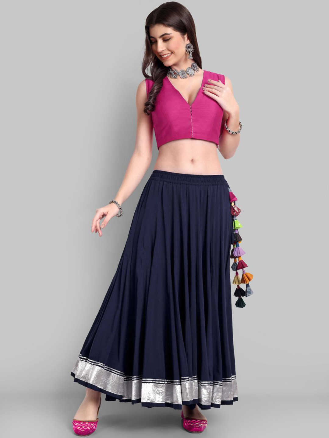 Mera Rang Women Self Designed Pure Cotton Straight Long Skirt