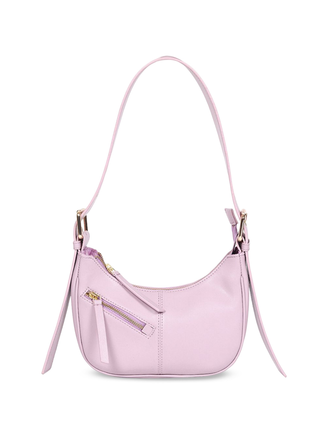 White Lily PU Half Moon Handheld Bag