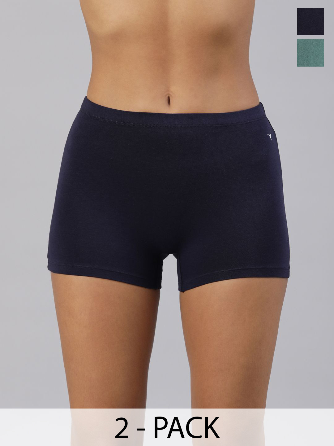BLOSSOM Women Stretch Cotton High Coverage Mid Waist Boy Shorts_BOY SHORTS 2 PACK