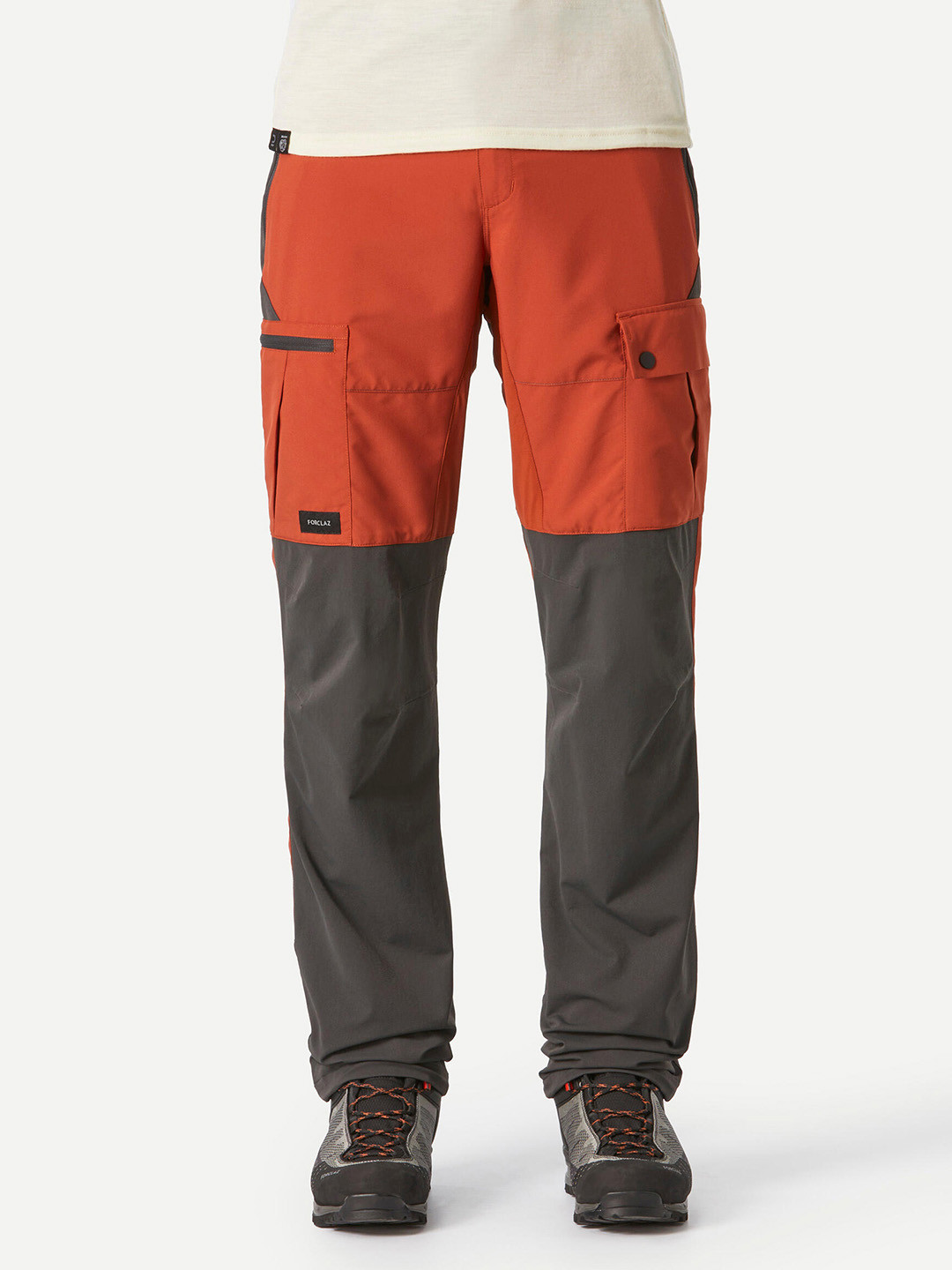 Decathlon FORCLAZ - Men Orange & Black Stretchable Water Resistant Trekking Pants