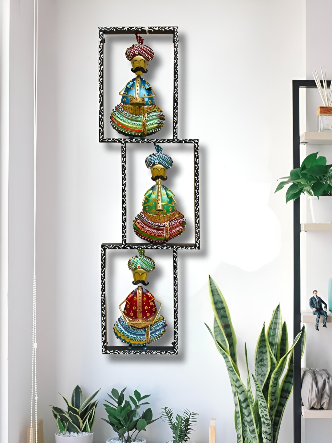 ANSHIKA INTERNATIONAL Rajasthani 3 moustache Musicians Wall Art Metal Wall Hangings-37In