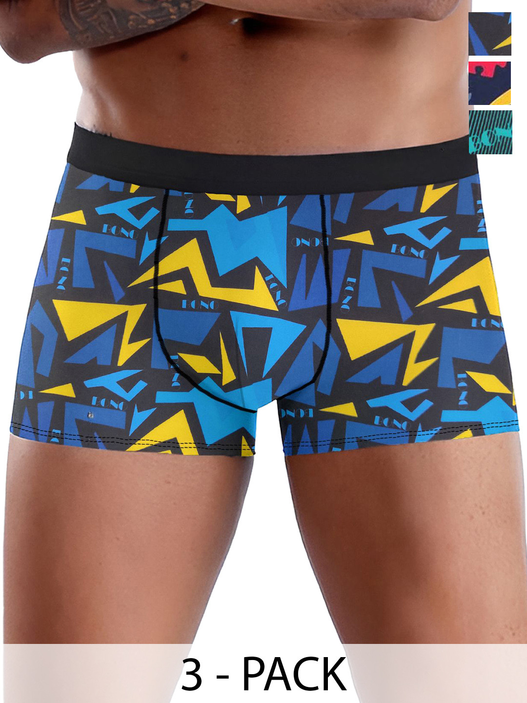 DISPENSER Men Pack Of 3 Printed Breathability TrunksV8-C2-C1-C3-M