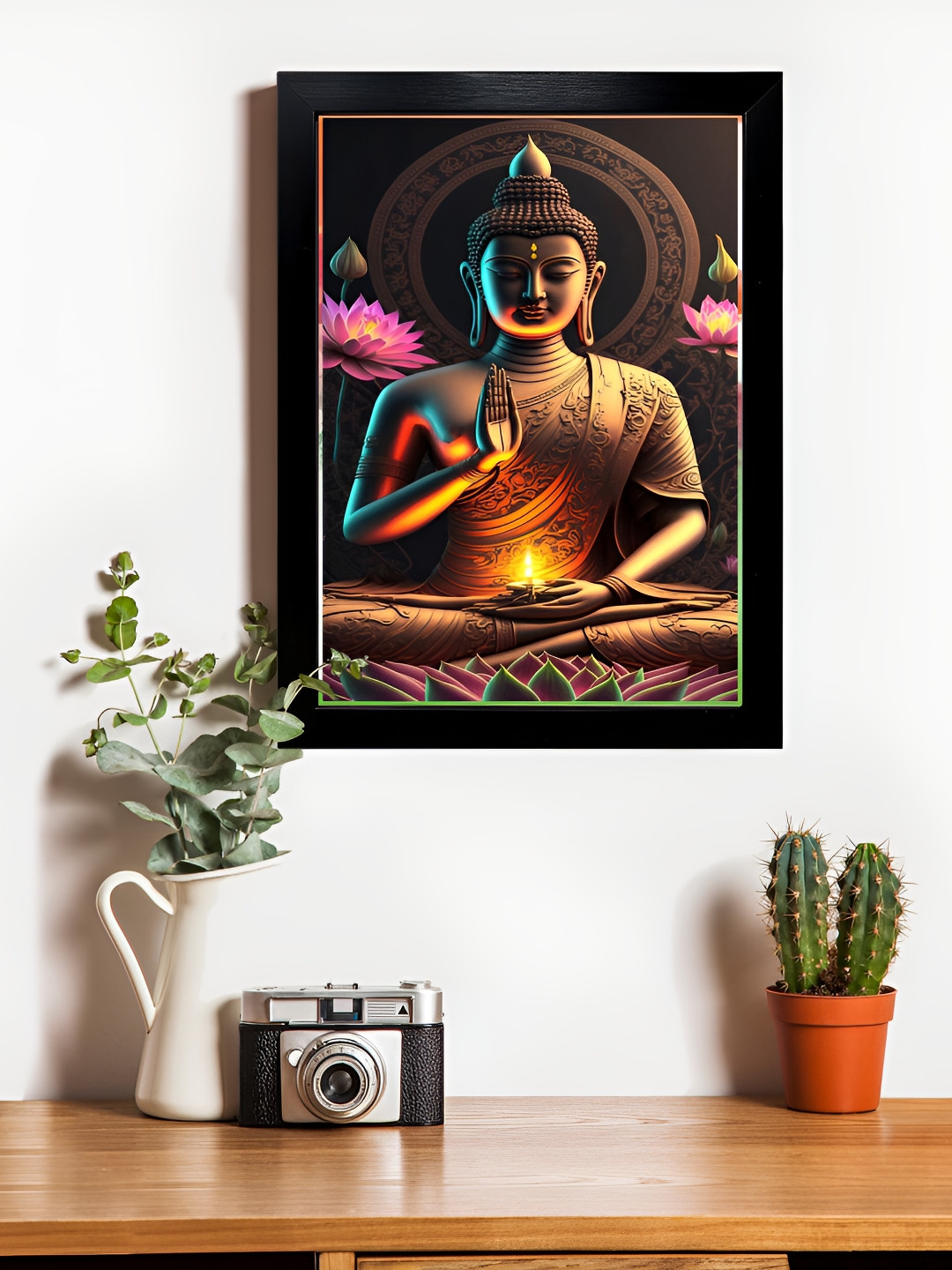 Hawai Black & Pink Wooden Transparent Acrylic Sheet Gold Plated Wall Photo Frame