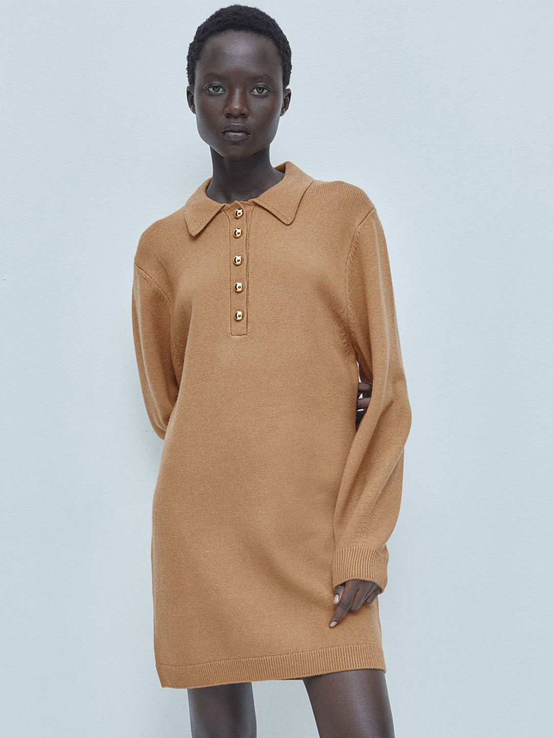 H&M Women Fine-Knit Collared Dress