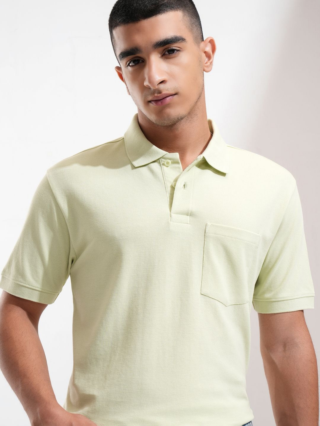 HIGHLANDER Men Solid Polo Collar Cotton T-shirt