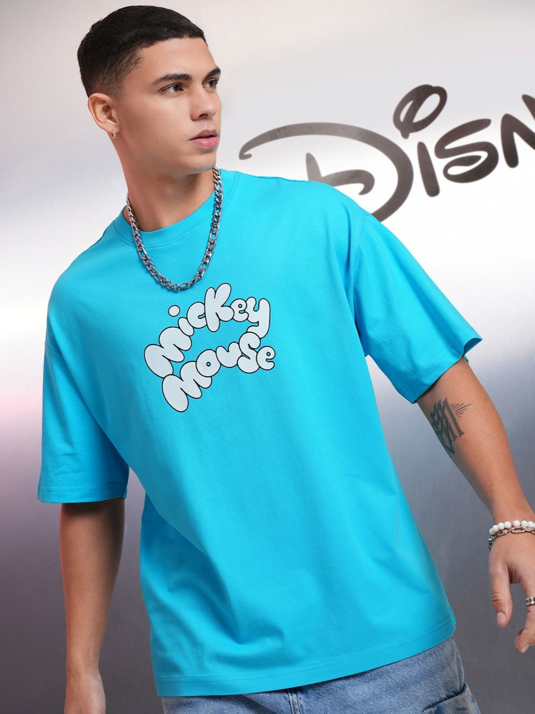 Highlander Disney Mickey Mouse Round Neck Oversized Drop Shoulder Tshirt