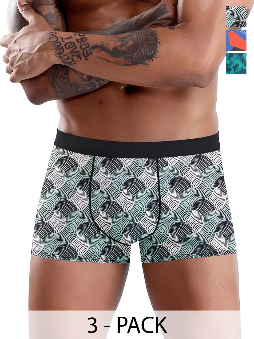 DISPENSER Pack Of 3 Printed Breathability Trunks V6-C18-C13-C14-L-Multi 33
