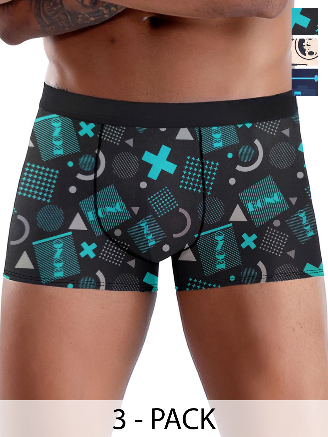 DISPENSER Men Printed Trunks Pack Of 3 V1-C10-C1-C2-L-Multi 1