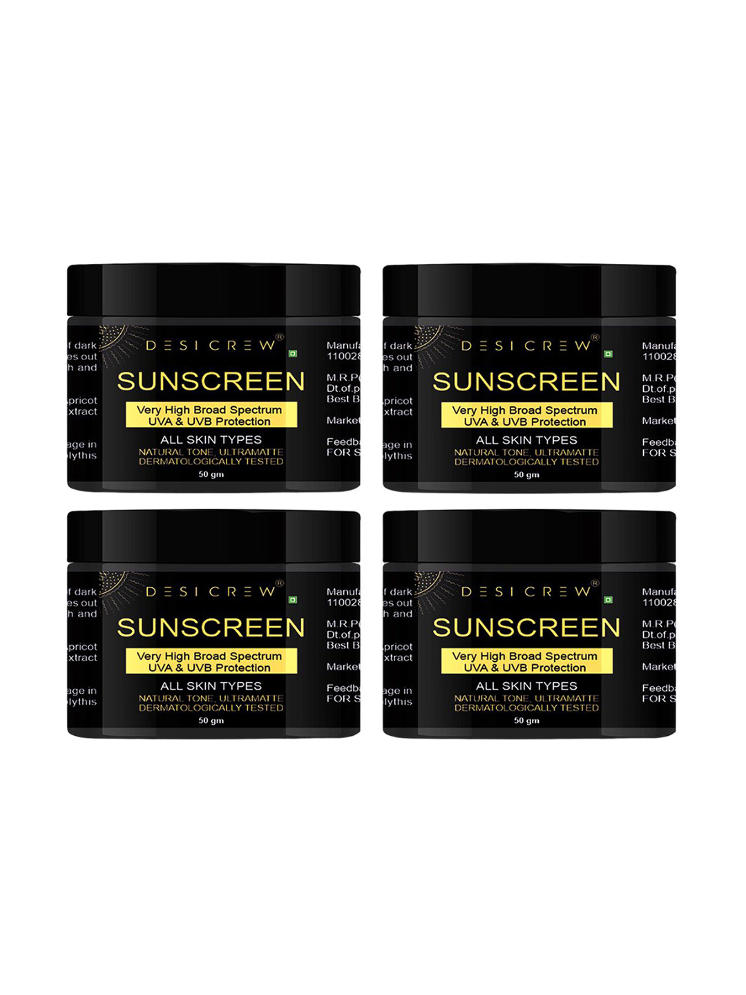 Desi Crew Set Of 4 Body Sunscreen - 50 g Each