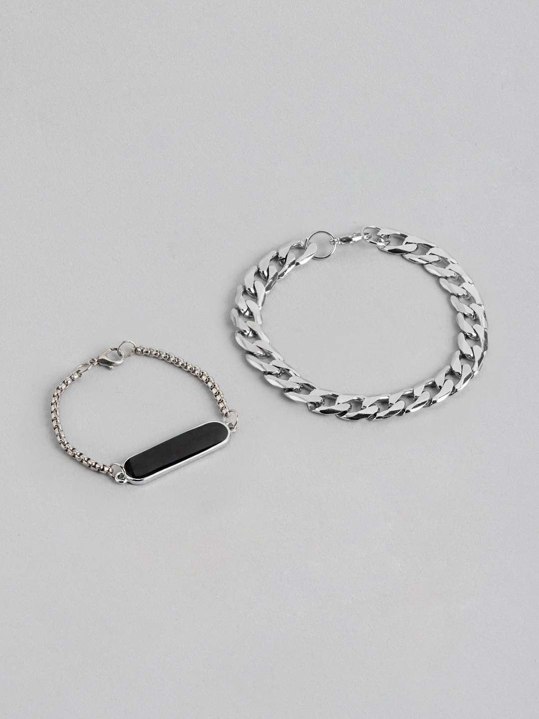 PARIS HAMILTON Unisex Silver-Plated Pack of 2 Link Bracelet