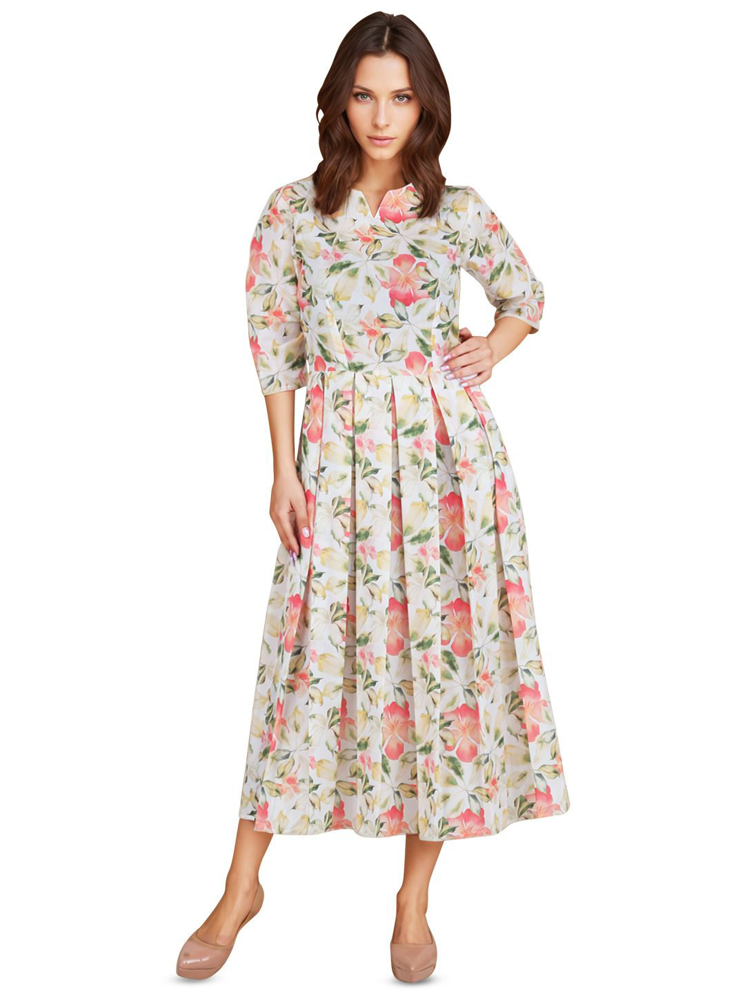Bunny Corset Floral Print Fit & Flare Midi Dress