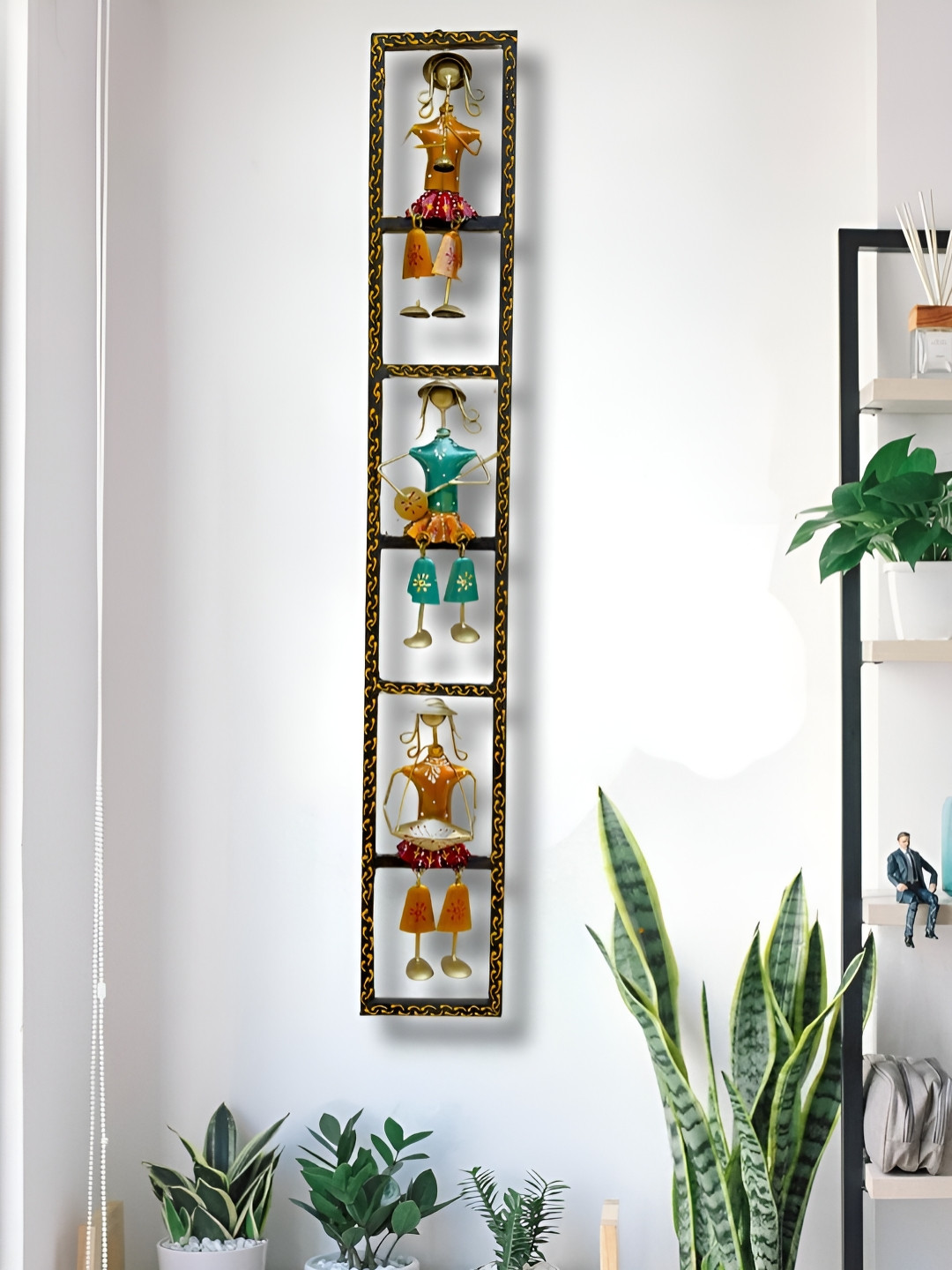 ANSHIKA INTERNATIONAL Rajasthani 3 Musicians Wall Art Metal Glossy Wall Hangings-35In