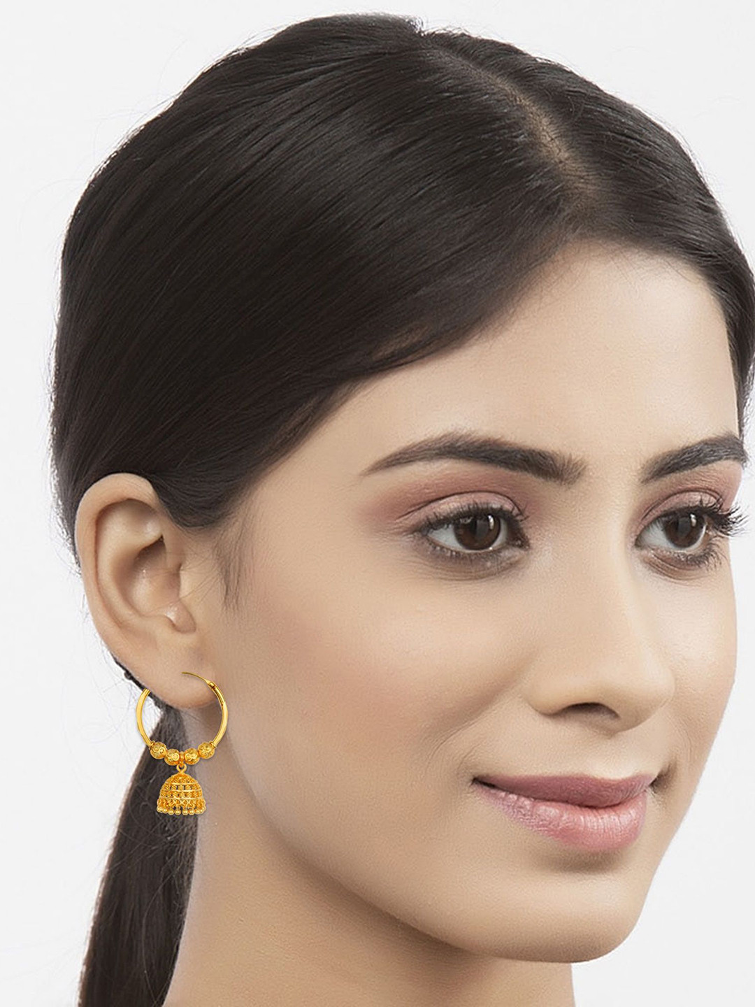 Lila Gold Plated Temple Dome Shaped Jhumkas Earrings