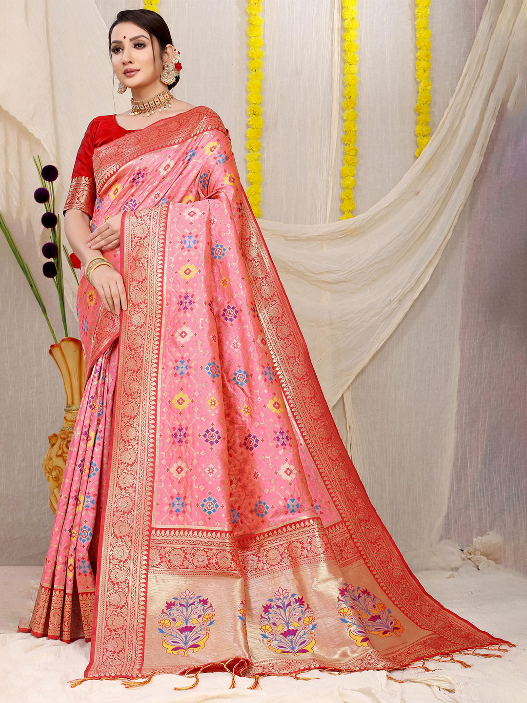 Royal Rajgharana Saree Ethnic Motifs Zari Traditional Patola Sarees