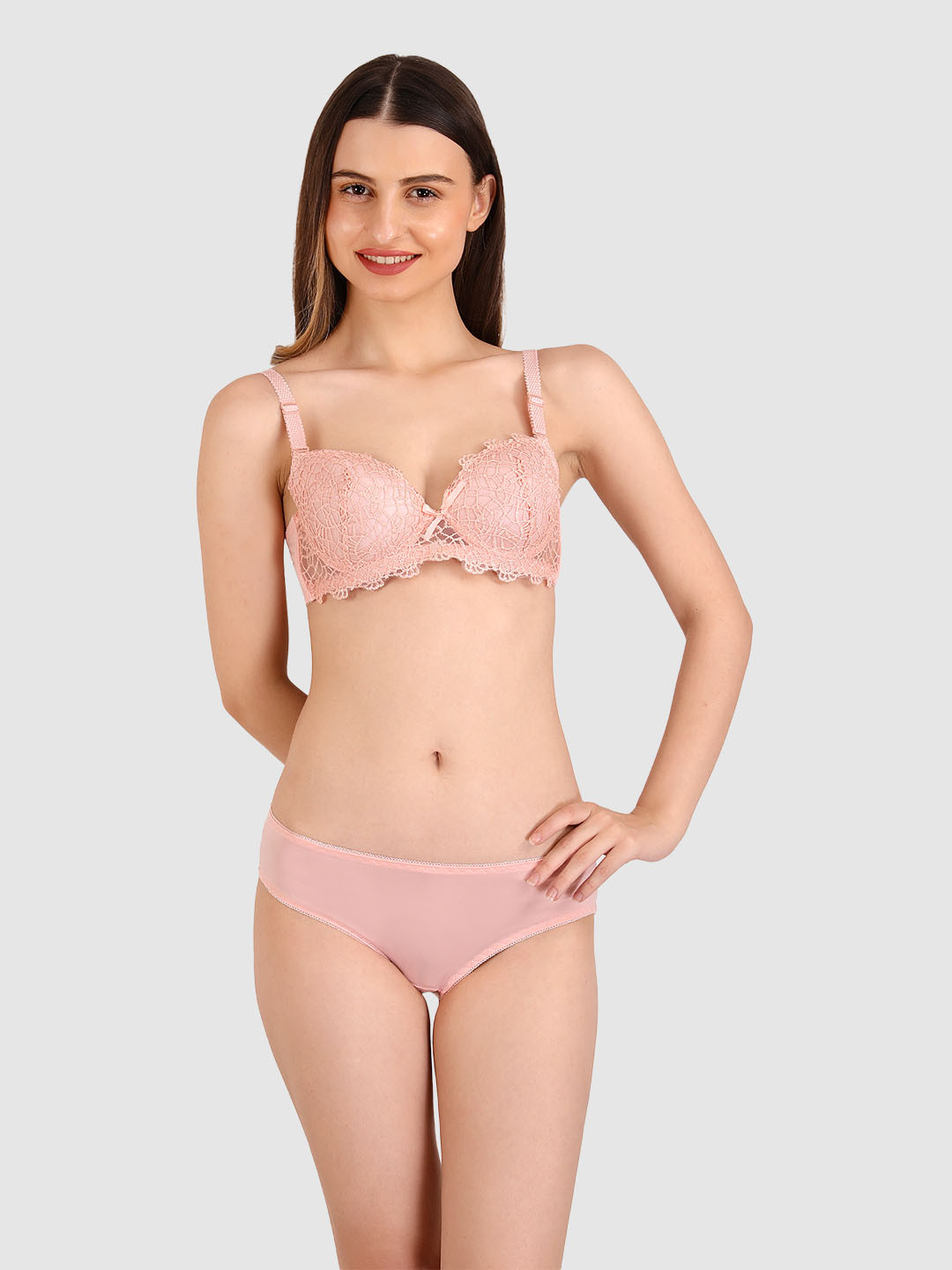 BRACHY Self-Designed Heavily Padded Lingerie Set BCA_SET3380-30A-Peach