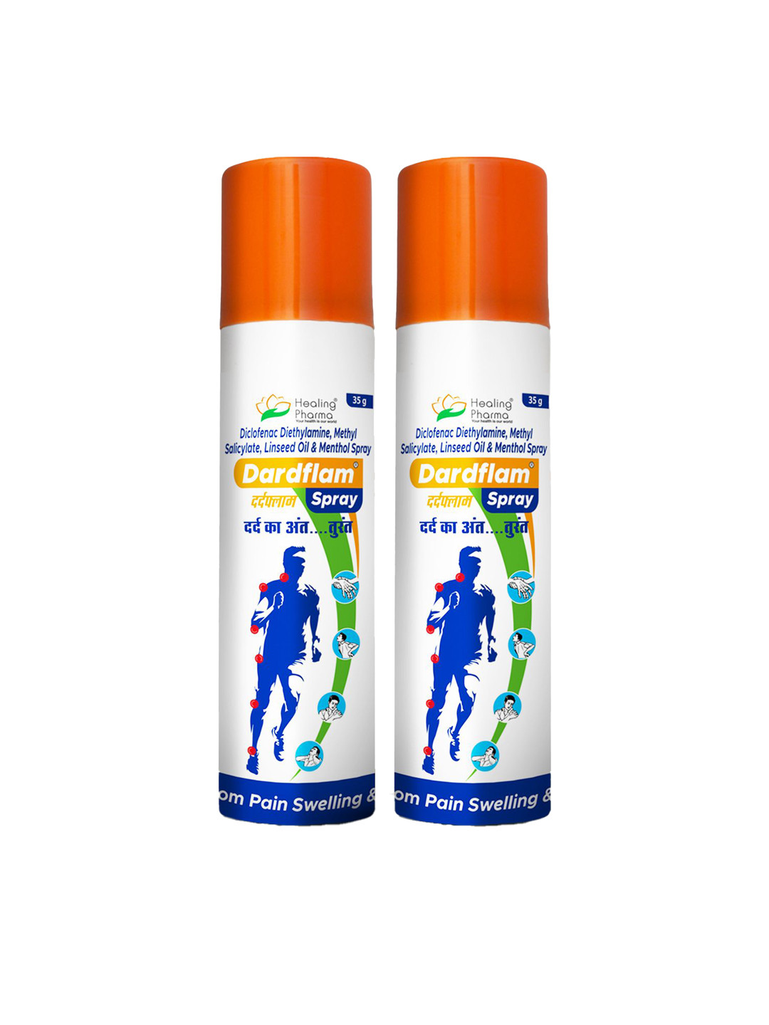 Healing Pharma Set Of 2 Dardflam Body Pain Relief Spray - 55 g Each