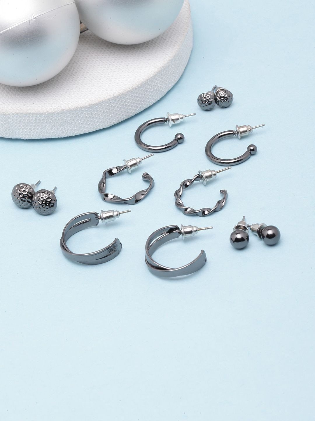 KPOP Set of 6 Circular Half Hoop Earrings