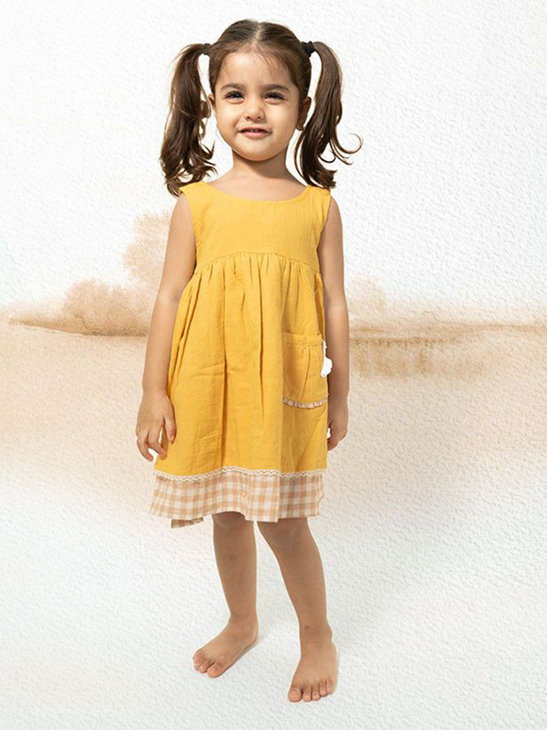 LOVE THE WORLD TODAY Checked Layered Fit & Flare Dress