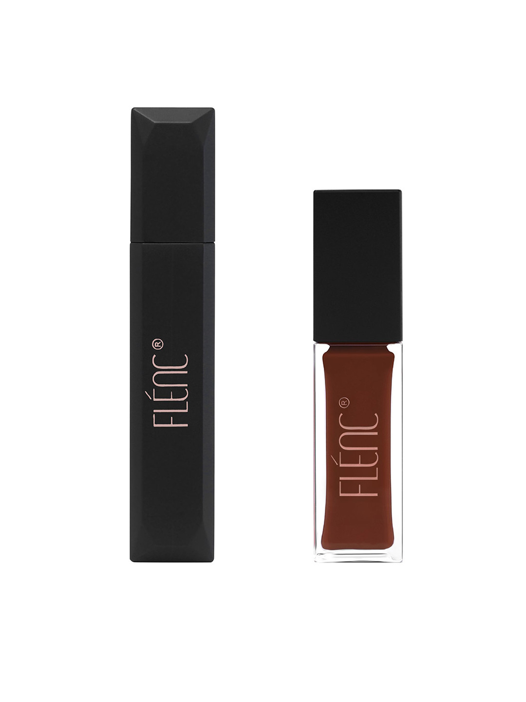 FLENC Ritzy Glossy Liquid Lipstick - 10 ml - Chocolate Brown With Mascara - 15 ml