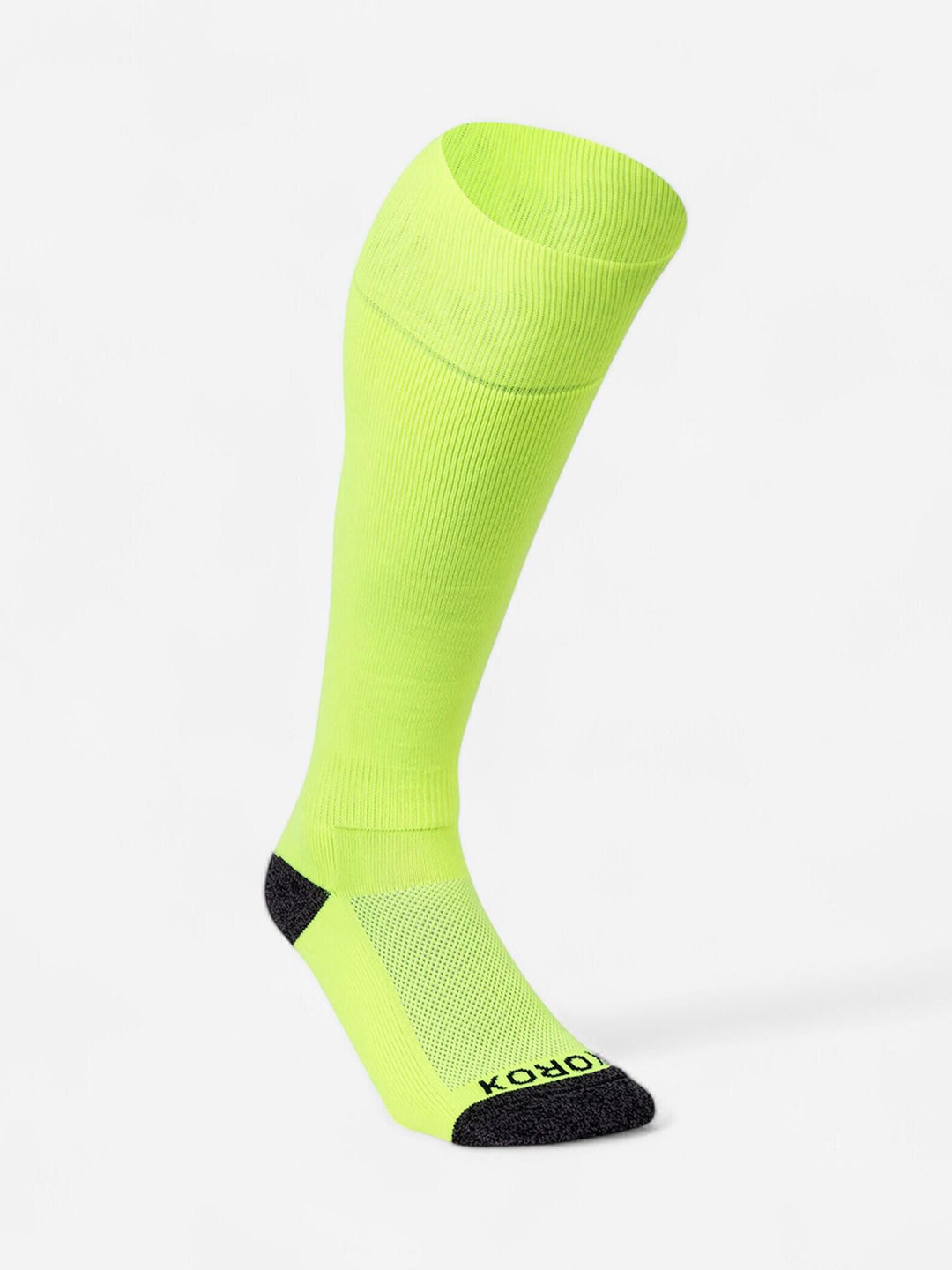 Decathlon Unisex Fluo Yellow Elastane With Ribbed Knit Calf Length Hockey Socks