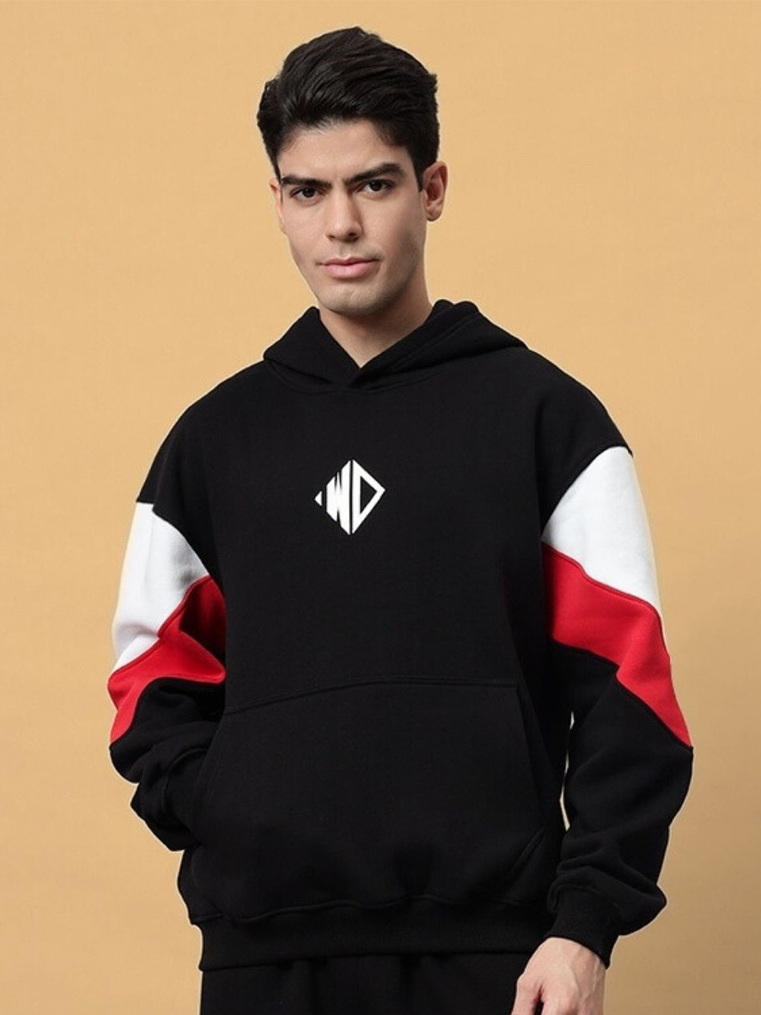 WEARDUDS Men Solid Hood Wool Pullover Sweatshirt