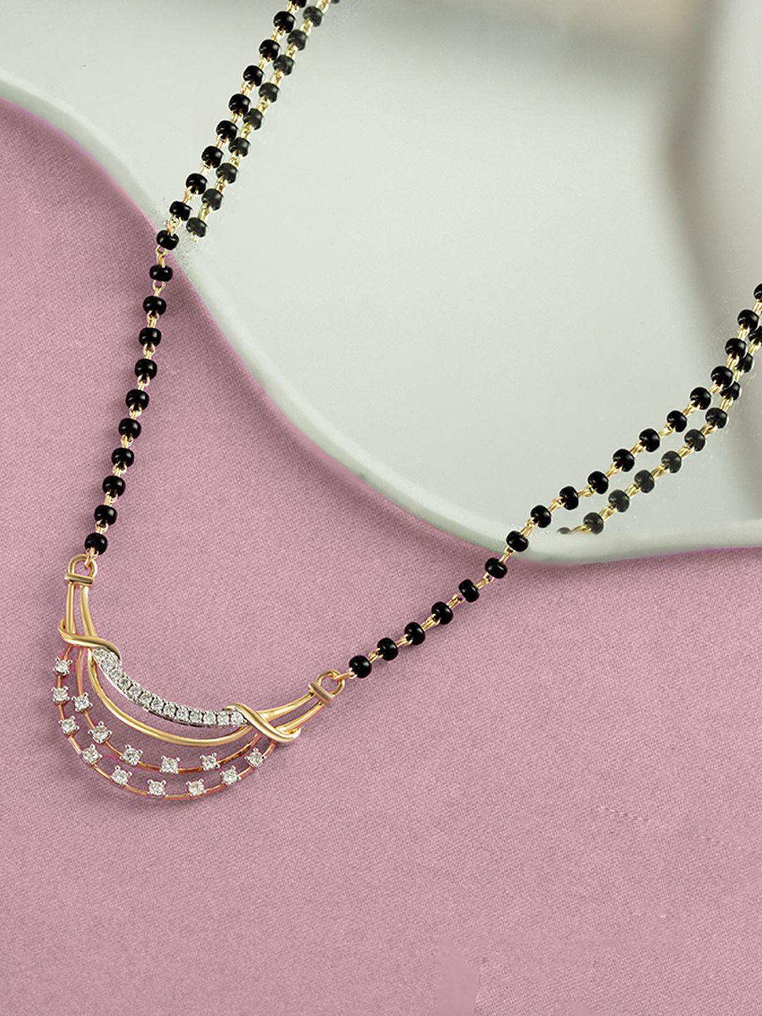 Mia by Tanishq Women 14KT Layered Grace Gold & Diamond Mangalsutra-4.15g