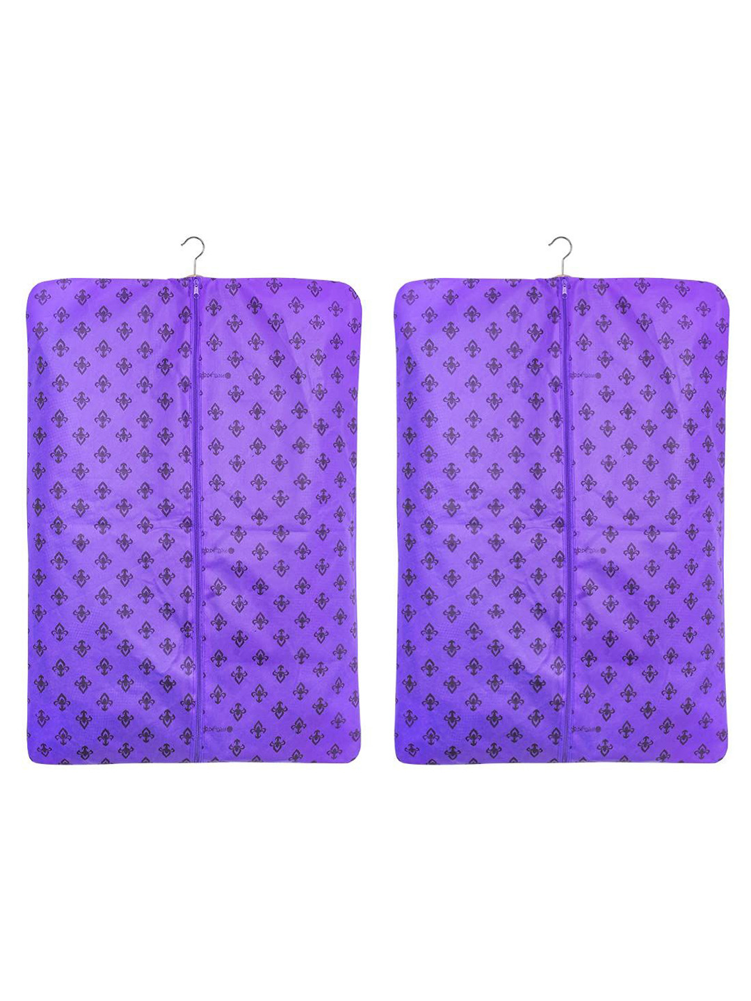 prettykrafts Purple & Black 2 Pieces Printed Reusable  Coat Cover Organisers