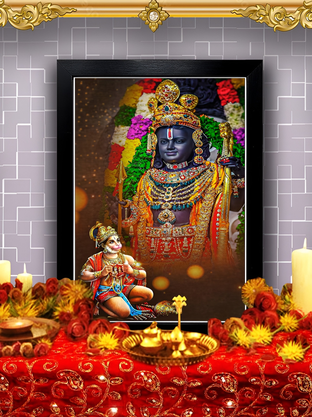 Hawai Black & Red Wooden Transparent Acrylic Sheet Gold Plated Wall Photo Frame