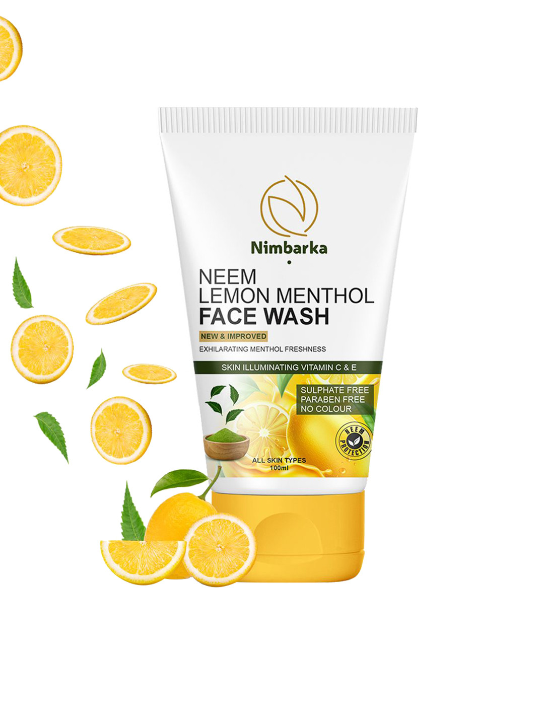 Nimbarka Neem Lemon Menthol Face Wash with Vitamin C & E for All Skin Types - 100ml
