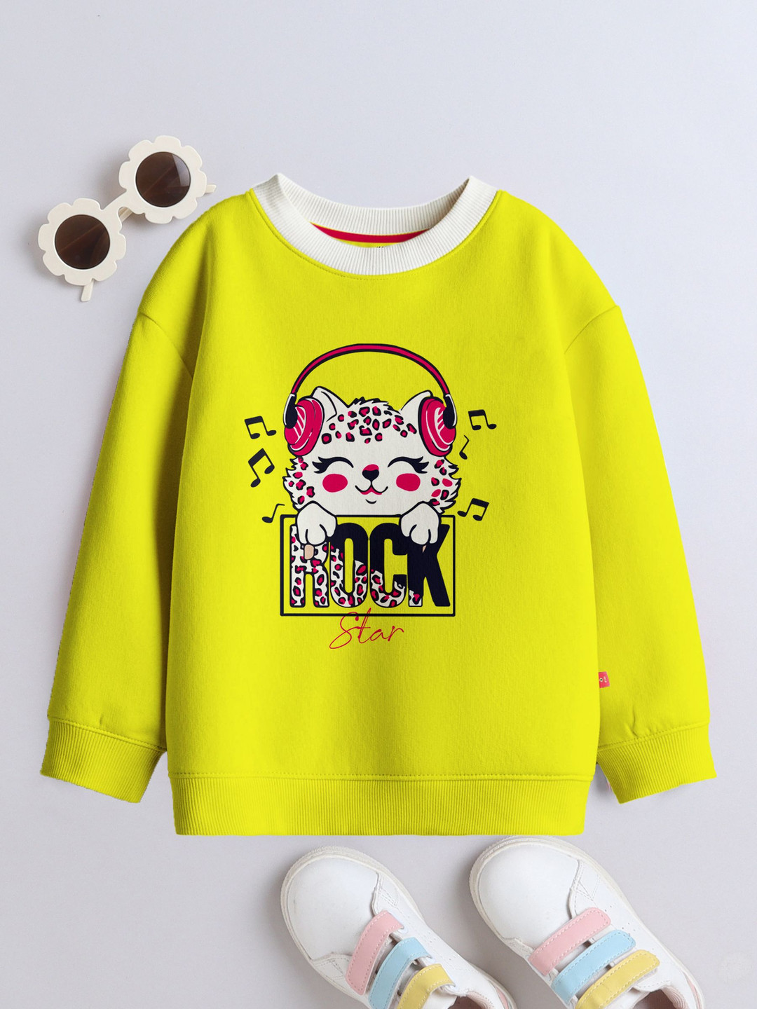 3PIN Girls Graphic Printed Round Neck Cotton Pullover Sweatshirt