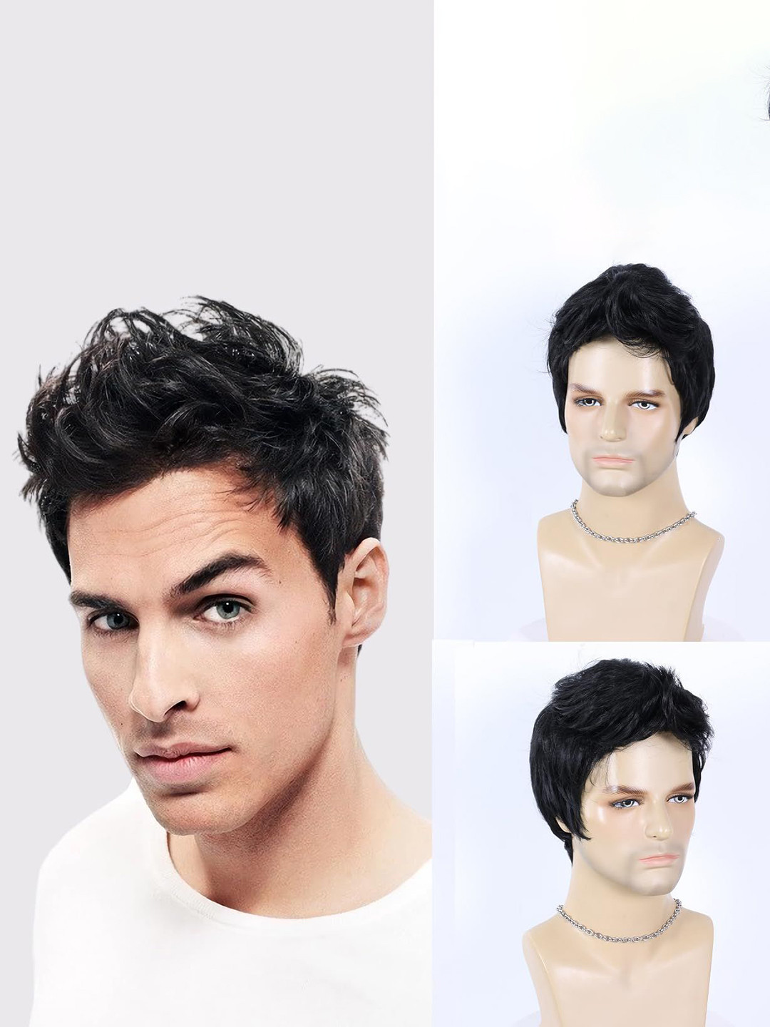 D-Divine Men Short Layered Synthetic Wig - Black