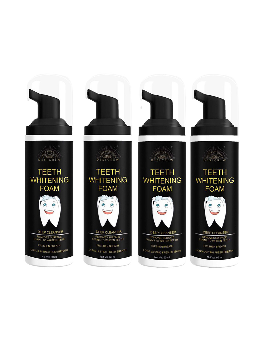 Desi Crew Set Of 4 Teeth Whitening Foam - 60ml Each