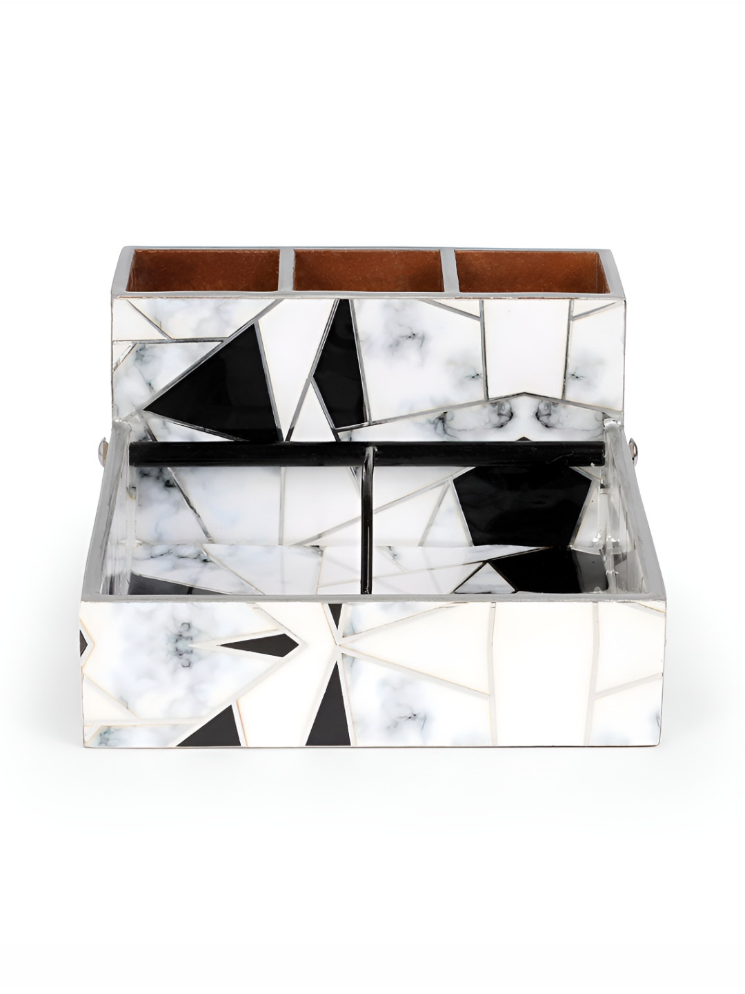 THE HOME CO. White & Black Wood Tissue Holders