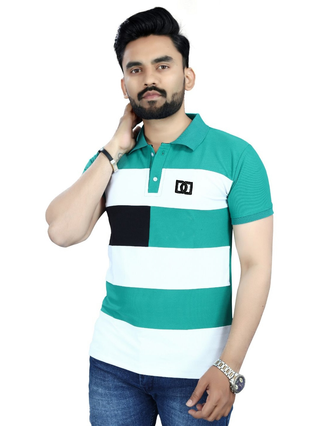 DYRECTDEALS Men Colourblocked Polo Collar T-shirt