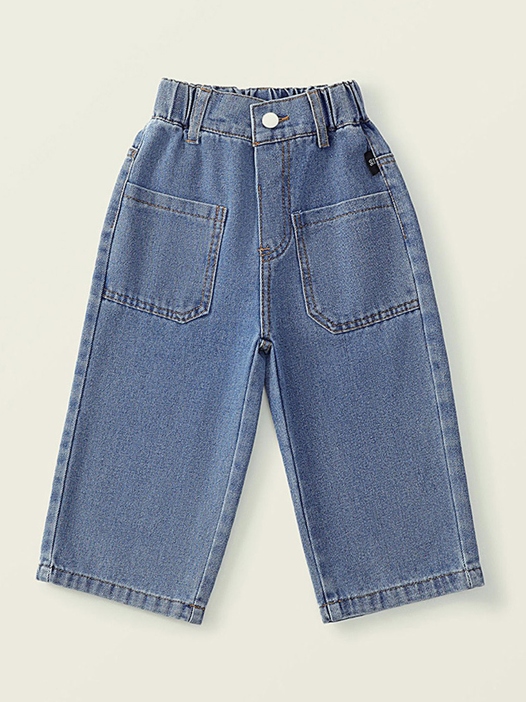 LULU & SKY Girls Wide Leg High-Rise Low Distress Jeans